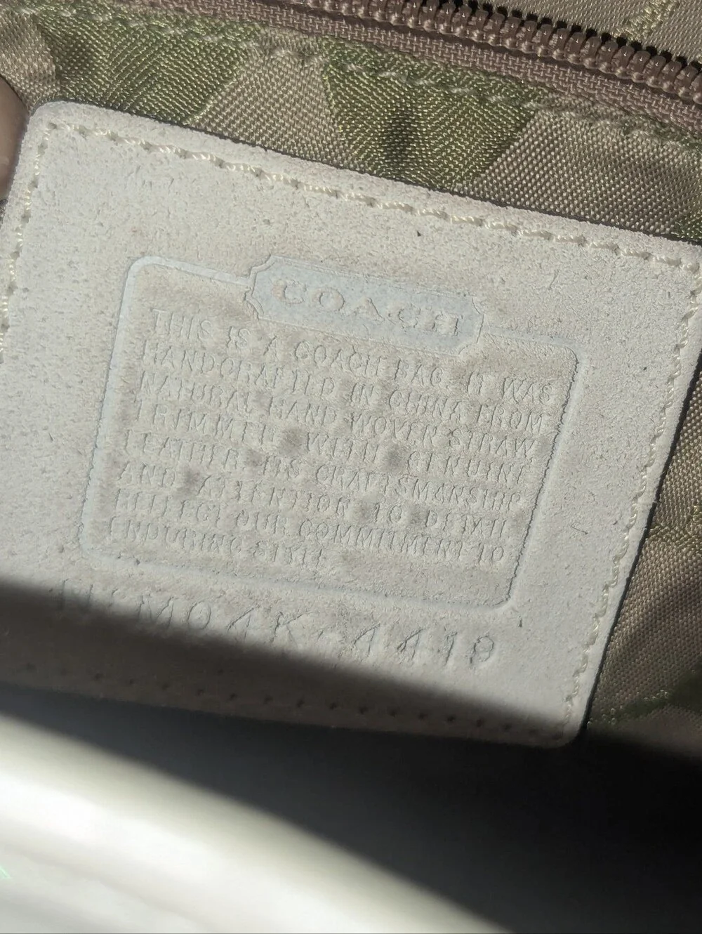Vintage Coach Hamptons Y2K Woven Satchel in Natural and White Leather 4419